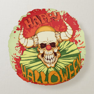 Halloween-Flyer: diabolisches Clown-Thema Rundes Kissen