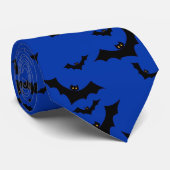 Halloween Flying Bats Night Blue Novelty Krawatte (Gerollt)