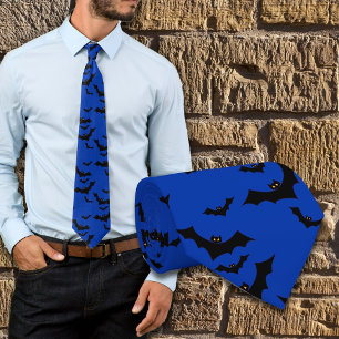 Halloween Flying Bats Night Blue Novelty Krawatte