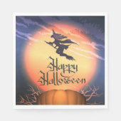 Halloween Flying Hexe Broom Pumpkin Napkins Serviette (Vorderseite)