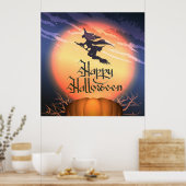 Halloween Flying Hexe Broom Pumpkin Poster (Küche)