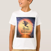 Halloween Flying Hexe Broom Pumpkin T - Shirt (Vorderseite)