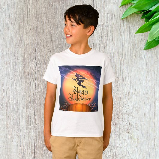 Halloween Flying Hexe Broom Pumpkin T - Shirt