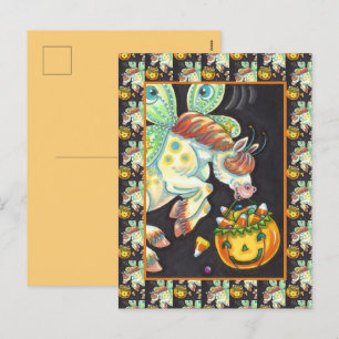 HALLOWEEN FLYING HORSE CANDY CORN FEIERTAGSPOSTKARTE
