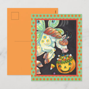 HALLOWEEN FLYING HORSE CANDY CORN HOLIDAY POSTCARD FEIERTAGSPOSTKARTE