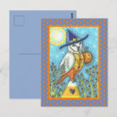HALLOWEEN FOLK ART BARN OWL & CANDY CORN POSTKARTE (Vorne/Hinten)
