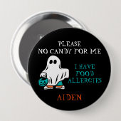Halloween Food Allergy Alert Ghost Teal Pumpkin Button (Vorne & Hinten)