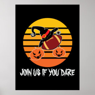 Halloween Football Halloween Witch Hat Pumpkin Poster