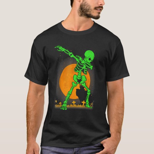 Halloween For Boys Kids Girl Dabbing Skeleton Cos T-Shirt (Vorderseite)