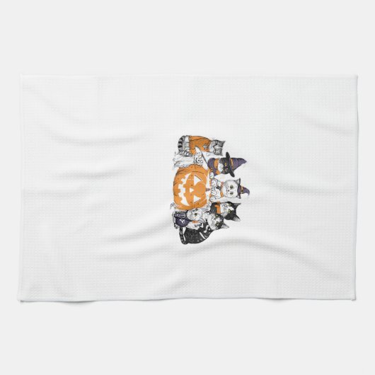 halloween for Cat Cute Kitten Ghost Skeleton Lover Geschirrtuch (Horizontal)