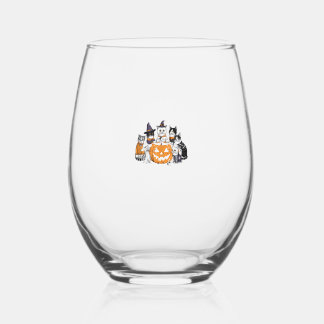 halloween for Cat Cute Kitten Ghost Skeleton Lover Weinglas Ohne Stiel
