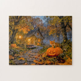 Halloween Forest Cottage with Fox Puzzle
