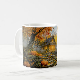 Halloween Forest Cottage with Pumpkins, Stone Path Kaffeetasse