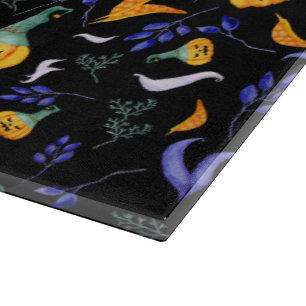 Halloween Forest Glass Cutting Board Schneidebrett