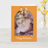 Halloween Foto Arch Orange Gingham Bow Polka Dots Karte (Gelbe Blume)