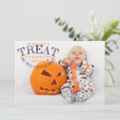 Halloween Foto Baby Birth Ankündigung (Stehend Vorderseite)