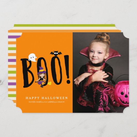 Halloween Foto-Karte von Boo & Friends Einladung (Vorne/Hinten)