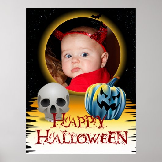Halloween Foto Skull und Jack o' Lantern Poster (Vorne)