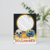 Halloween Foto Skull und Jack o' Lantern Postkarte (Stehend Vorderseite)
