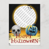 Halloween Foto Skull und Jack o' Lantern Postkarte (Vorderseite)