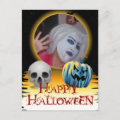 Halloween Foto Skull und Jack o' Lantern Postkarte (Vorderseite)
