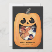 Halloween Fotokarte mit Kürbislaterne Pumpkin Einladung (Vorderseite)