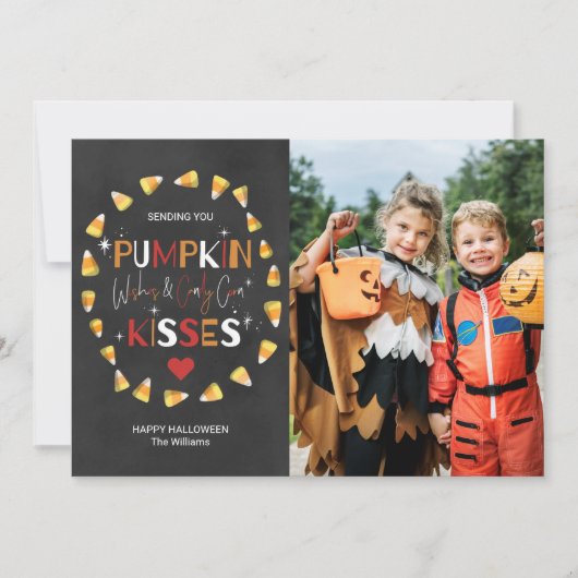 Halloween-Fotokarte | Pumpkin Wünsche & Candy Corn Karte (Vorderseite)