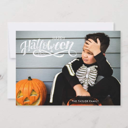 Halloween-Fotokarte | Spooktacular Script (Vorderseite)