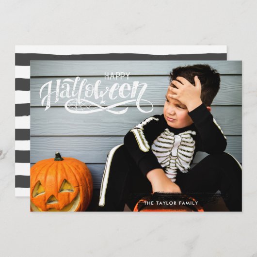 Halloween-Fotokarte | Spooktacular Script (Vorne/Hinten)