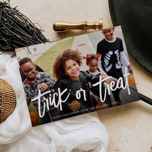 Halloween-Fotokarte Trick oder Treat Karte
