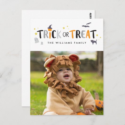 Halloween-Fotokarte Trick oder Treat Postkarte (Vorne/Hinten)