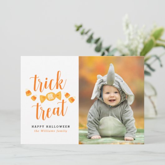 Halloween-Fotokarten für Trick oder Treat Karte (Stehend Vorderseite)