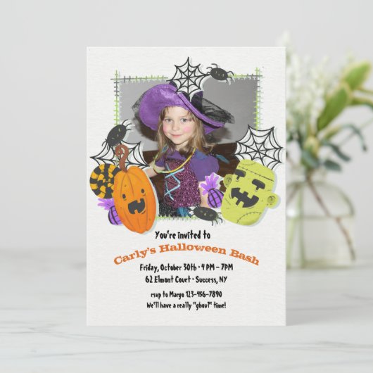 Halloween-Frame-Party Einladung (Stehend Vorderseite)