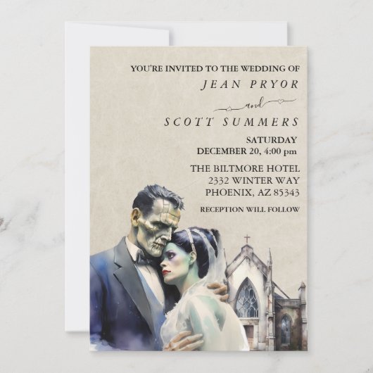 Halloween Frankenstein Bride Einladung (Vorderseite)