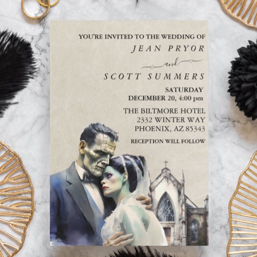 Halloween Frankenstein Bride Einladung