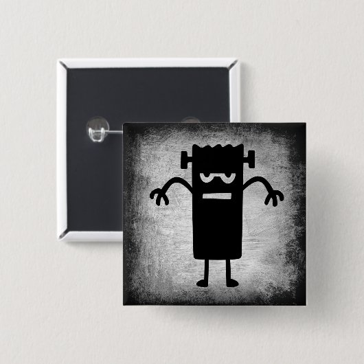 Halloween Frankenstein (ein bisschen beängstigend) Button (Vorne & Hinten)