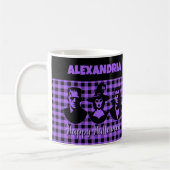 Halloween Frankenstein Hexe Vampir Lila Kariert Kaffeetasse (Links)