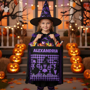 Halloween Frankenstein Hexe Vampir Lila Kariert Tasche