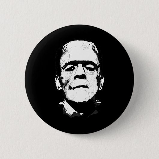Halloween Frankenstein Monster Black und White Button (Vorderseite)