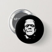 Halloween Frankenstein Monster Black und White Button (Vorne & Hinten)