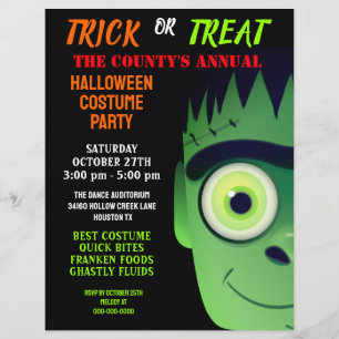 Halloween Frankenstein-Monster-Kostenparty-Einladu Flyer