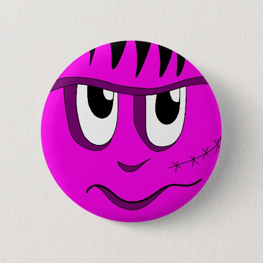 Halloween Frankenstein - rosa Button (Vorderseite)