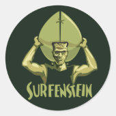 Halloween Frankenstein surfen Runder Aufkleber (Vorderseite)