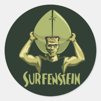 Halloween Frankenstein surfen Runder Aufkleber