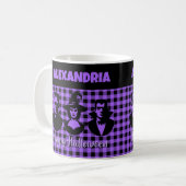 Halloween Frankenstein Witch Vampire Purple Plaid Kaffeetasse (Vorderseite Links)