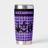 Halloween Frankenstein Witch Vampire Purple Plaid Thermobecher (Rückseite)
