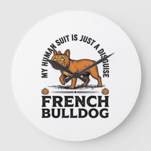 Halloween Französische Bulldogge Kürbis Kostüm Shi Große Wanduhr