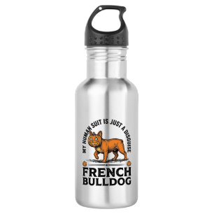 Halloween-Französische-Bulldogge-Kürbiskostüm-Shir Edelstahlflasche