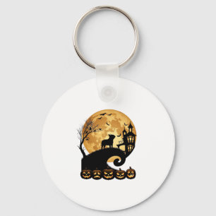 Halloween Französische Bulldogge Mond Gruselige Kü Schlüsselanhänger