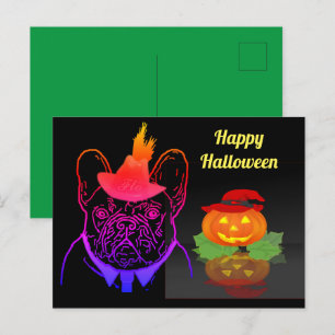 Halloween französische Bulldogge Postkarte